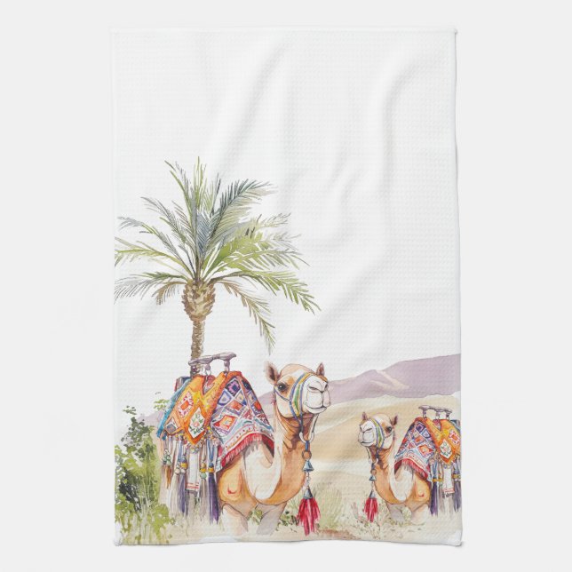 Toallas de cocina Camellos Marroquíes Acuarela (Vertical)