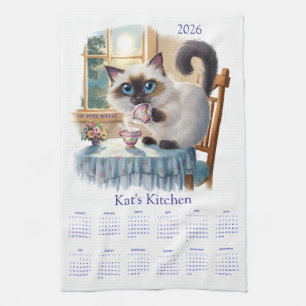 Toallas de cocina con calendario 2026 de tiempo de