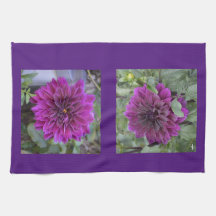 Toallas de cocina con dahlias moradas