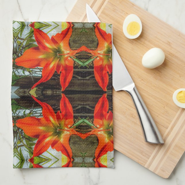 Toallas de cocina con estampado de amarilis (Doblado Cuarto)
