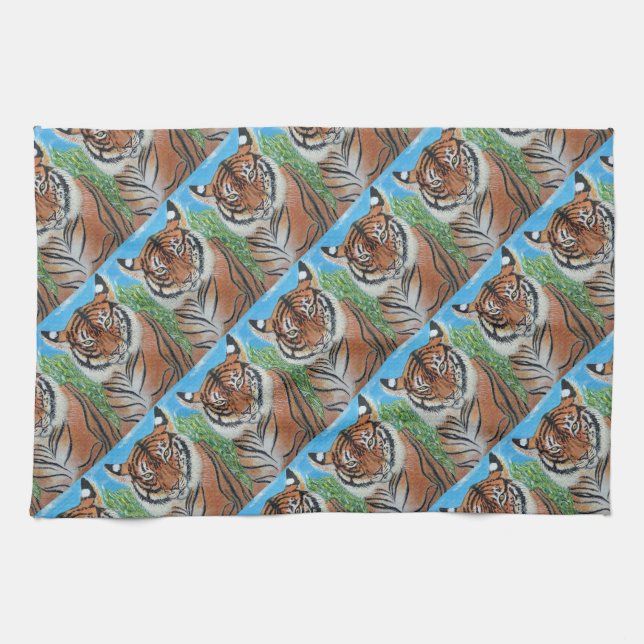 Toallas de cocina con estampado de tigre de Bengal (Horizontal)