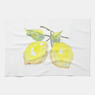 Toallas de cocina con los limones amarillos