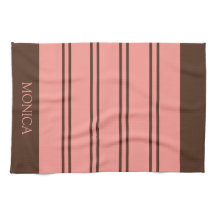 Toallas de cocina con monograma de rayas rosadas m