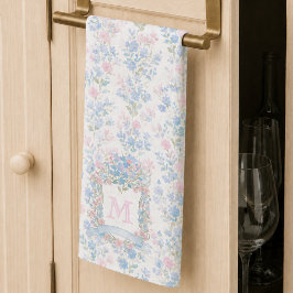 Toallas de cocina con monograma floral elegante