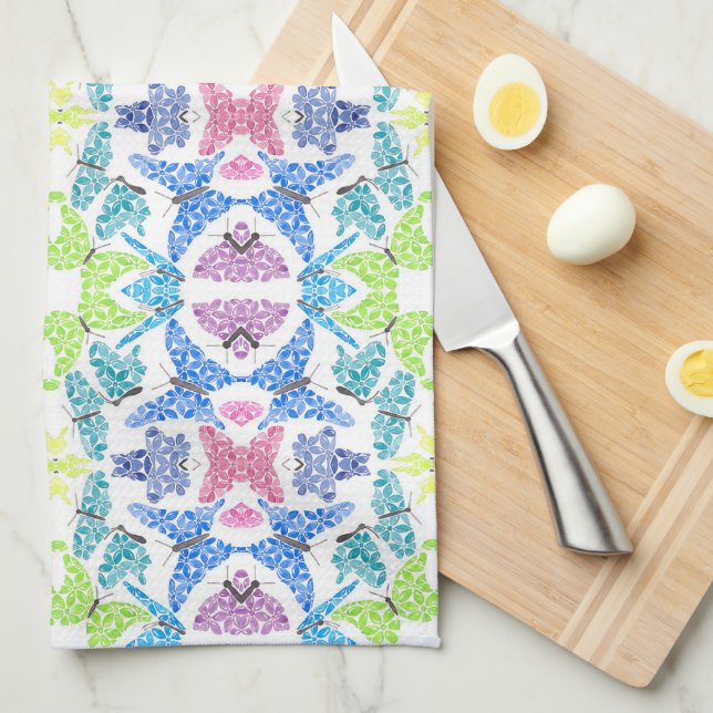Toallas de cocina con mosaico de mariposas (Doblado Cuarto)