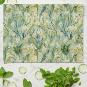 Toallas de cocina con patrón iris botánico amarill