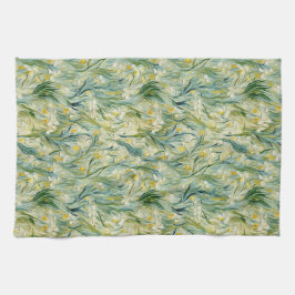 Toallas de cocina con patrón iris botánico amarill