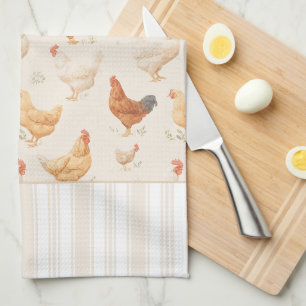 Toallas de cocina con pollos pastando
