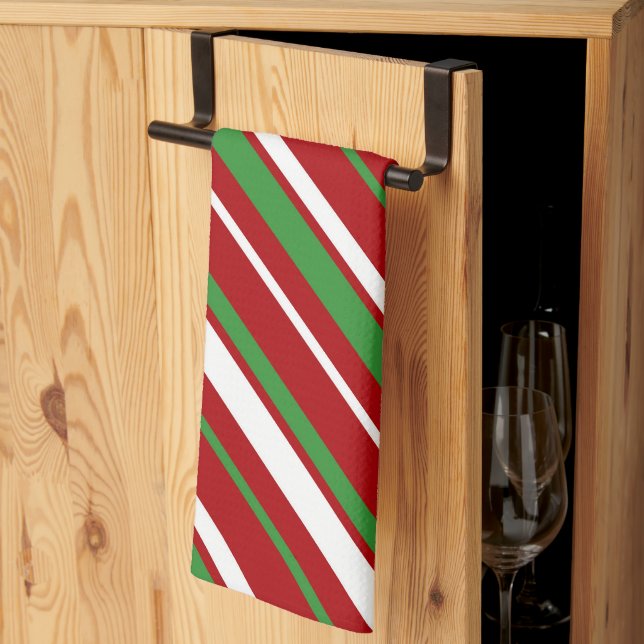 Toallas de cocina con rayas navideñas (Pliegue de tercios)