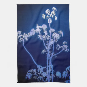 Toallas de cocina con silueta de árbol en azules r