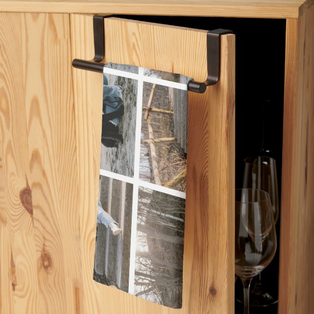 Toallas de cocina de 8 Collages de fotos personali (Pliegue de tercios)