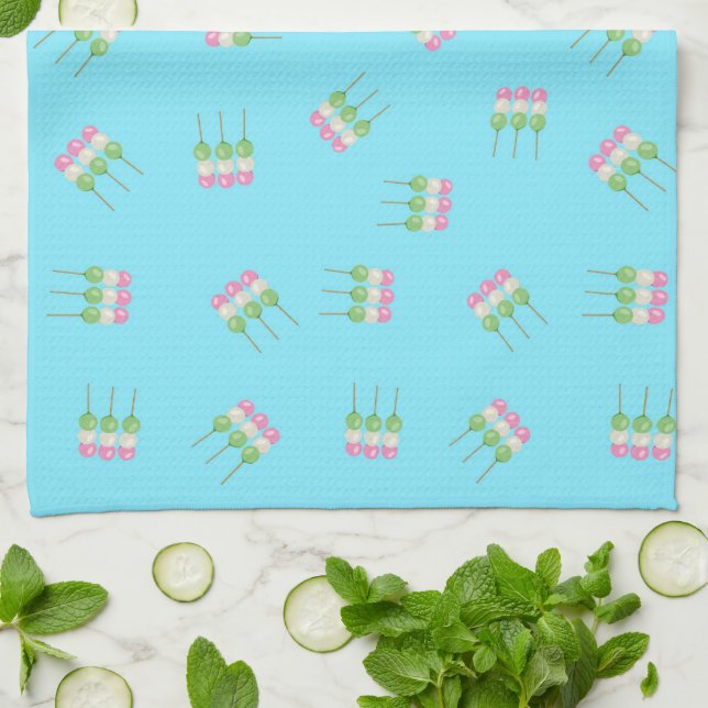 Toallas de cocina de Anime Blue Pastel Dango (Doblado)