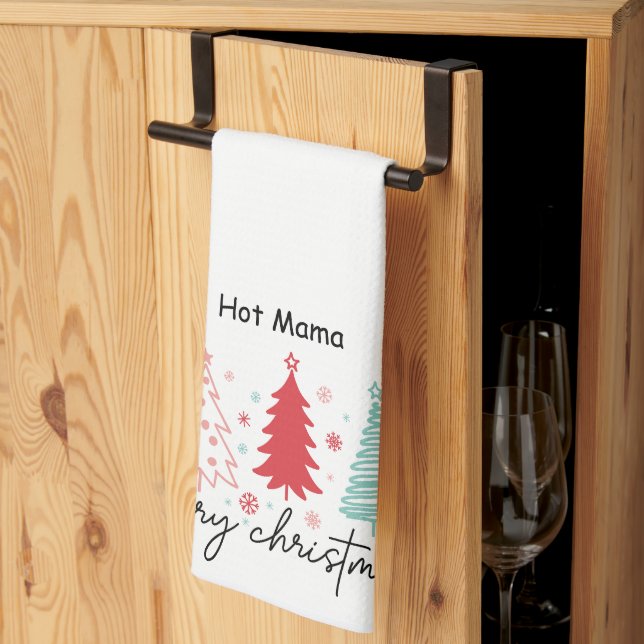 Toallas de cocina de árbol de Navidad Hot Mama Mer (Pliegue de tercios)