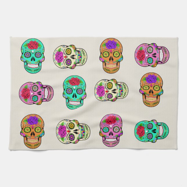 Toallas de cocina de calaveras de azúcar (Horizontal)