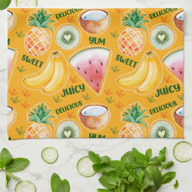 Toallas de cocina de frutas tropicales (Doblado)