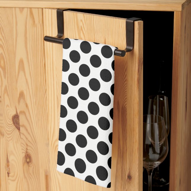 Toallas de cocina de grandes puntos de polka negro (Pliegue de tercios)