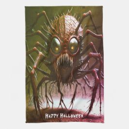 Toallas de cocina de Halloween con monstruos rojos