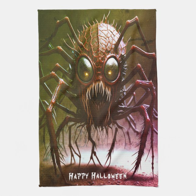 Toallas de cocina de Halloween con monstruos rojos (Vertical)