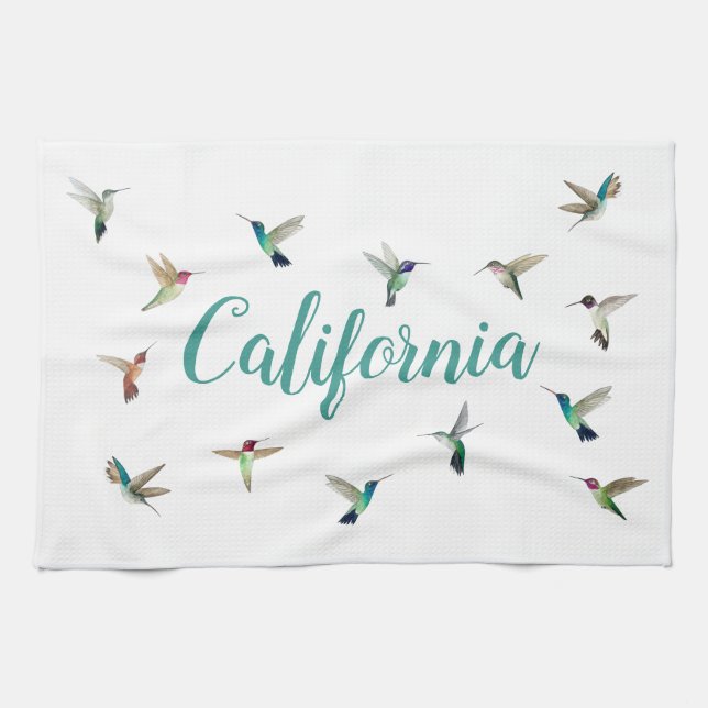 Toallas de cocina de Hummingbirds de California (Horizontal)