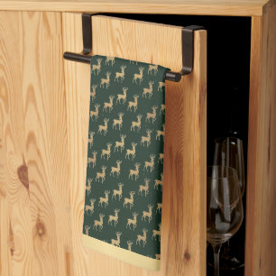 Toallas de cocina de invierno mágico con renos dor