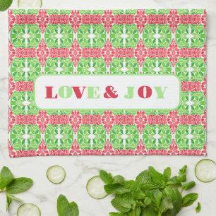 Toallas de cocina de mosaico rojo y verde