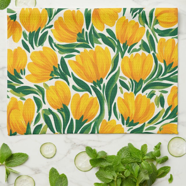 Toallas de cocina de narcisos vibrantes (Doblado)