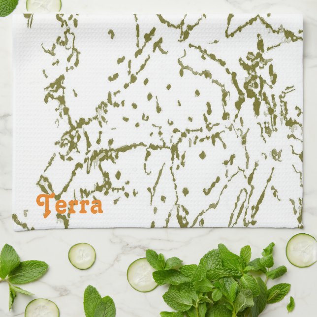 Toallas De Cocina De Olivo Abstracta Inspiradas En (Doblado)