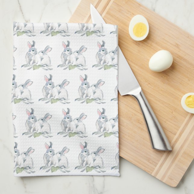 Toallas de cocina de Pascua con conejo (Doblado Cuarto)