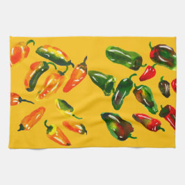 Toallas de cocina de pimientos bañados por el sol