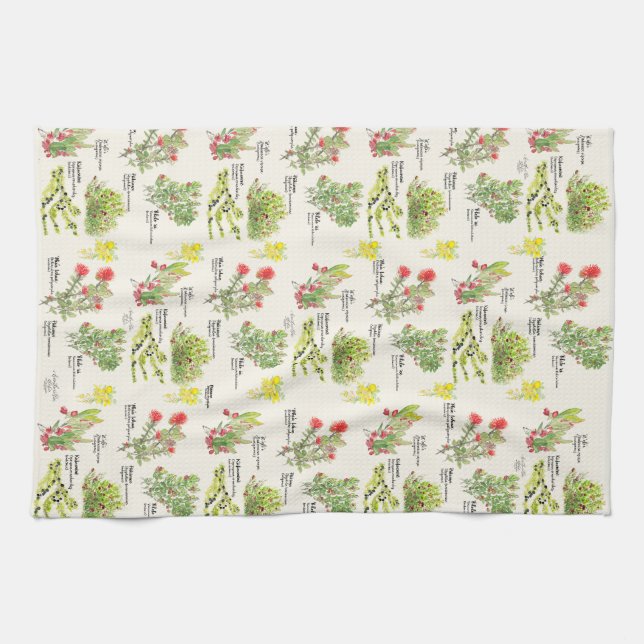 Toallas de cocina de plantas nativas de Hawaii Vol (Horizontal)