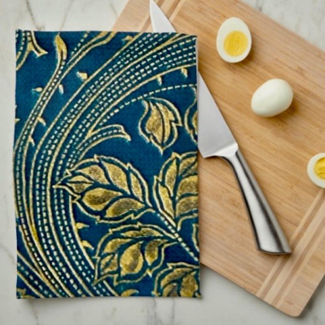 Toallas de cocina Elegancia Flor de Oro (Kitchen Towel 16”X24” poly-blend machine washable. )