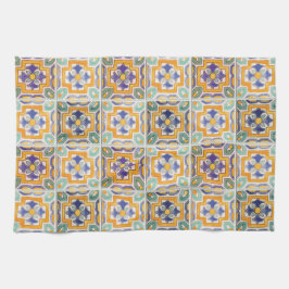 Toallas de cocina en mosaico naranja-verde-azul