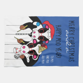 Toallas de cocina Feliz Navidad y Feliz Año Moo