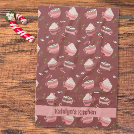 Toallas de cocina festivas para tazas de cacao