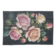 Toallas de cocina florales elegantes vintage rosa