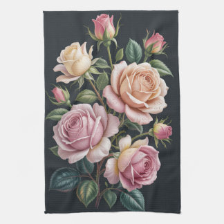 Toallas de cocina florales elegantes vintage rosa