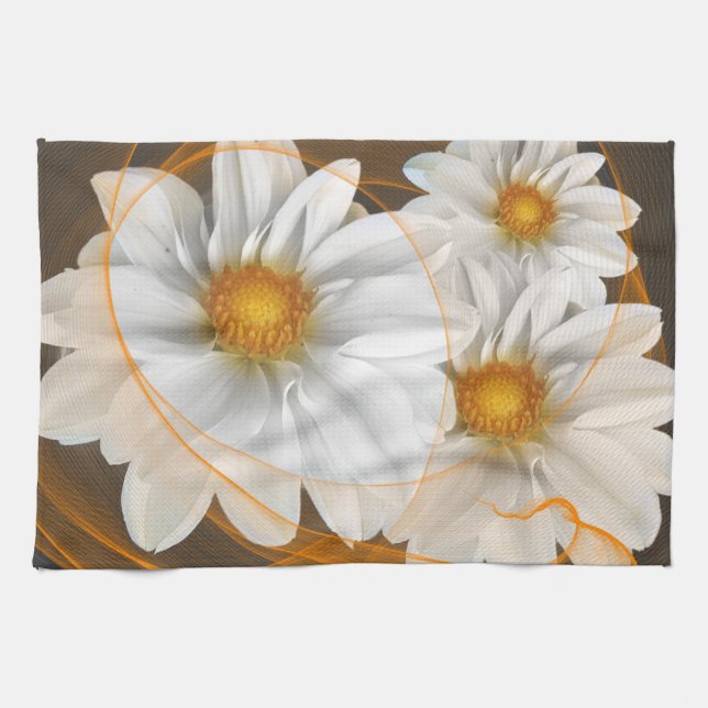 Toallas de cocina Flores Naranja blanco negro (Horizontal)