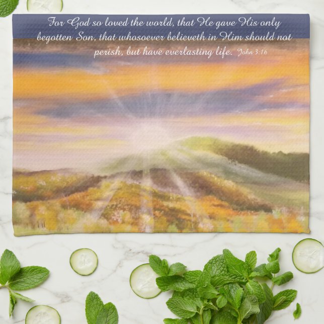 Toallas de cocina John 3:16 (Doblado)