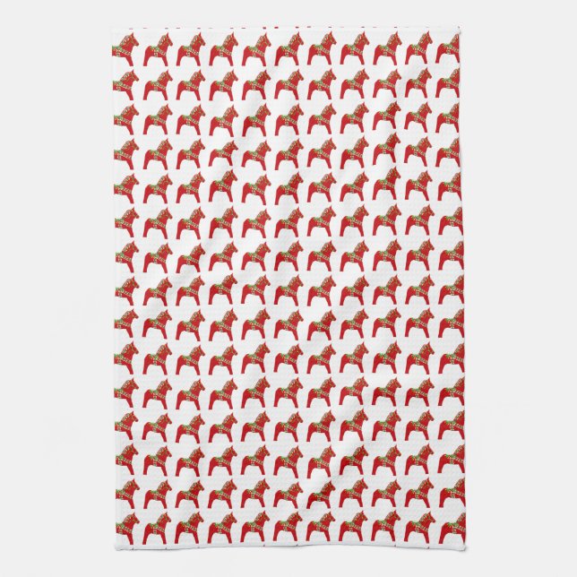 Toallas de cocina para caballos de Dala roja y ver (Vertical)