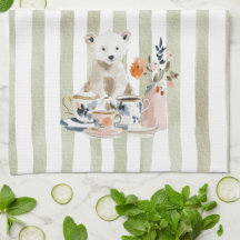 Toallas de cocina para el té con oso de acuarela c