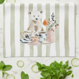 Toallas de cocina para el té con oso de acuarela c