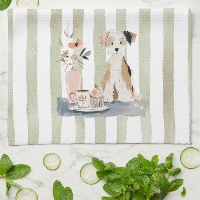 Toallas de cocina para el té con perro con acuarel (Doblado)