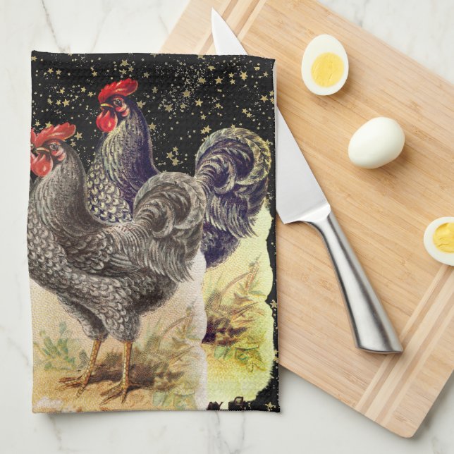 Toallas de cocina para estrellas de oro negro gall (Doblado Cuarto)