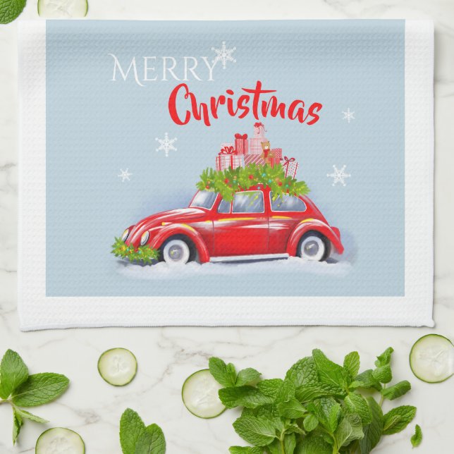 Toallas de cocina para la Feliz Navidad. (Doblado)