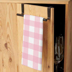 Toallas de cocina para tablero de cheques rosa y b