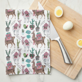 Toallas de cocina Patrón de cactus de llamas