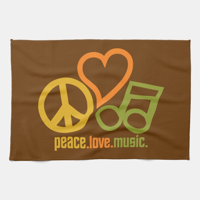 Toallas de cocina personalizado Peace-Love-Music (Horizontal)