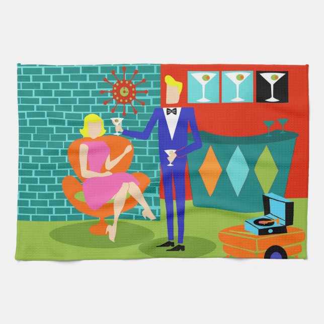 Toallas de cocina retras de los pares de Martini (Horizontal)