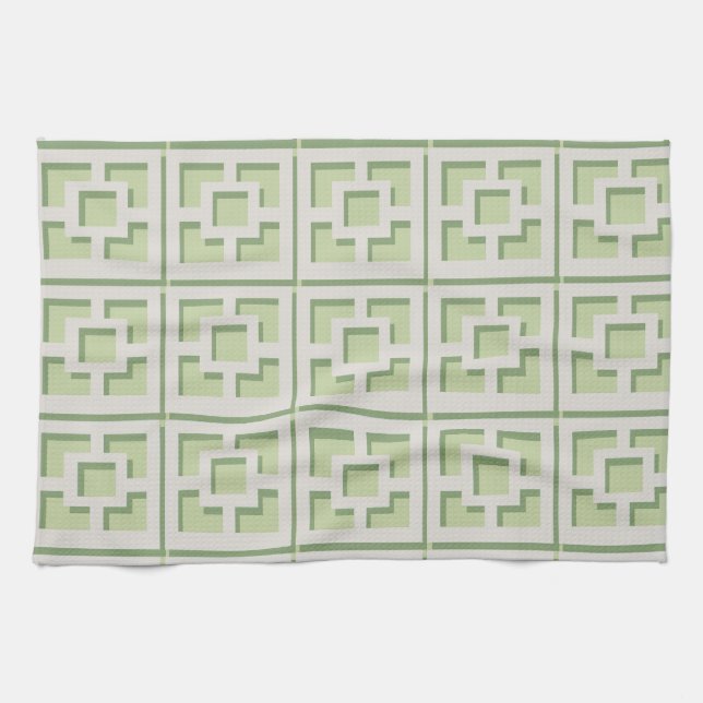 Toallas de cocina retro Green Trellis (Horizontal)