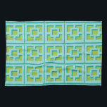 Toallas de cocina retro turquesa y verde de barril<br><div class="desc">Las toallas de cocina con estampado Retro Turquesa y Green Trellis le dan un toque de modernidad a mediados de siglo. Se inspiró en bloques de brisa de hormigón vintage. La arquitectura de la década de 1950, que ha sido deconstruida, le dará un toque de diseño instantáneo a la vida...</div>